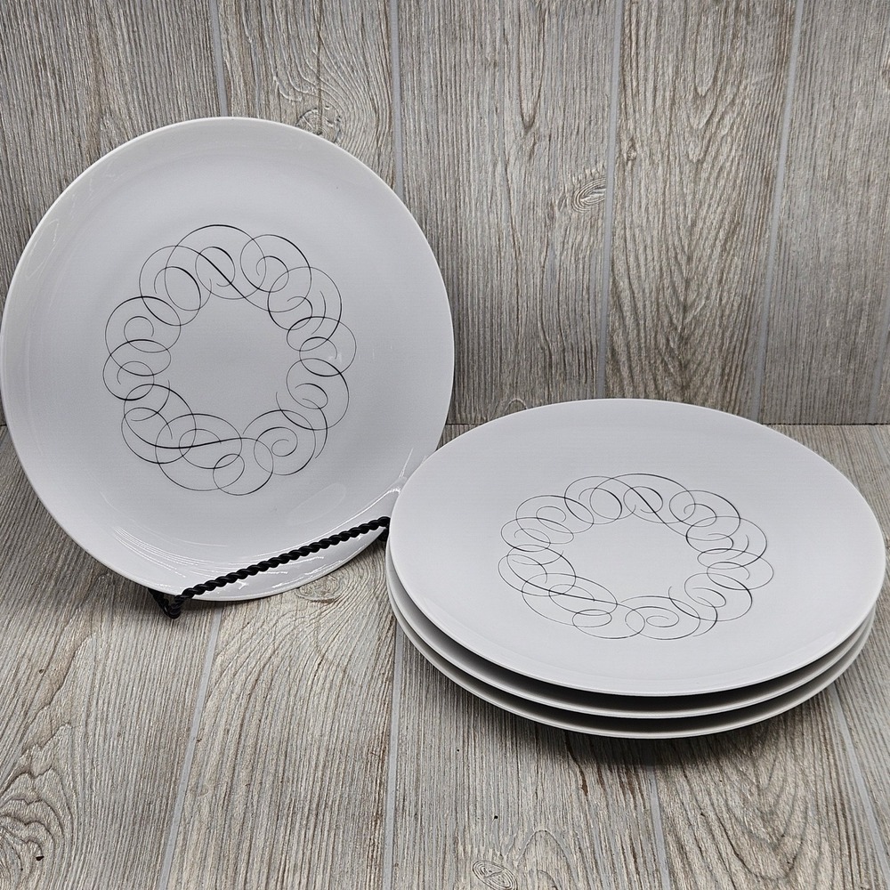 Rosenthal Continental Script Raymond Loewy Dinner Plates Set of 4 Germany MCM